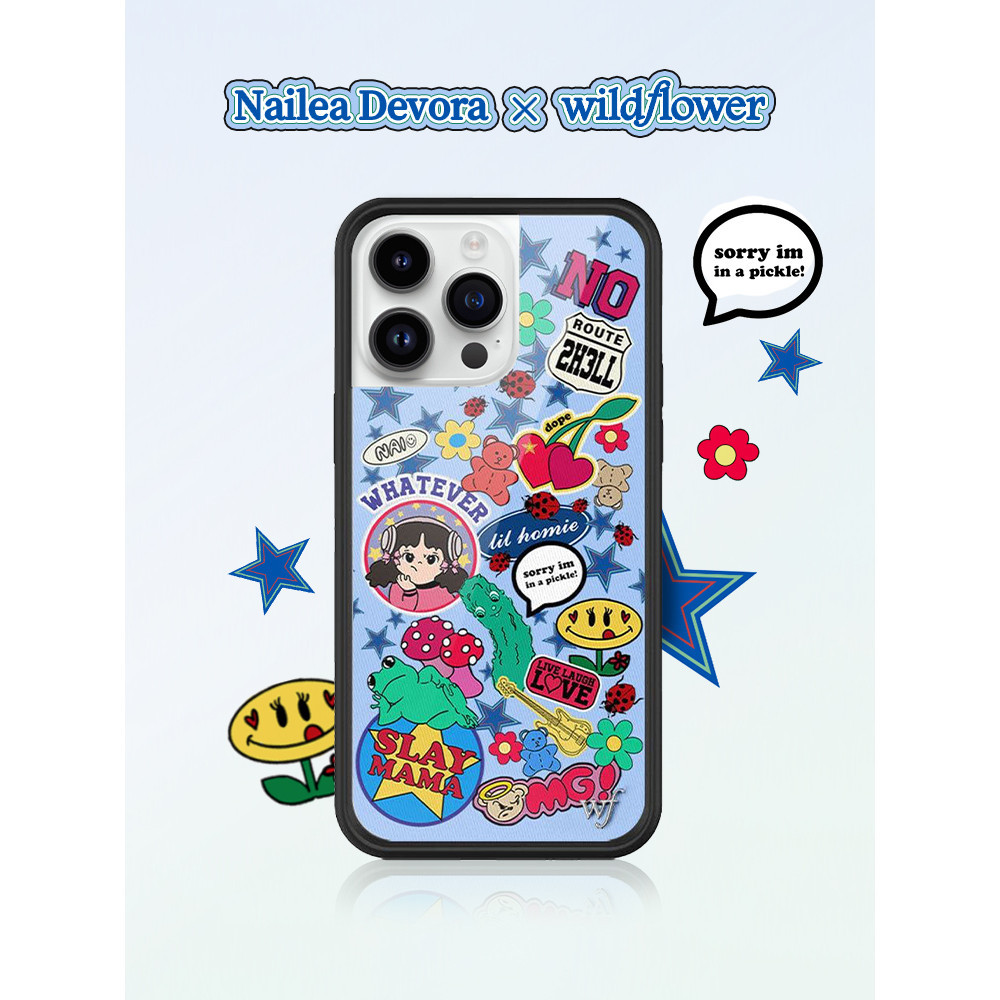 Nailea Devora x Wildflower ชื่อร่วมเคสโทรศัพท์สําหรับ iPhone 16 15 14 13 12 Pro Max Hard WF ปลอกซิลิโคน Anti-Falling กันกระแทกปกหลังสําหรับ iPhone 14 15 16 Plus