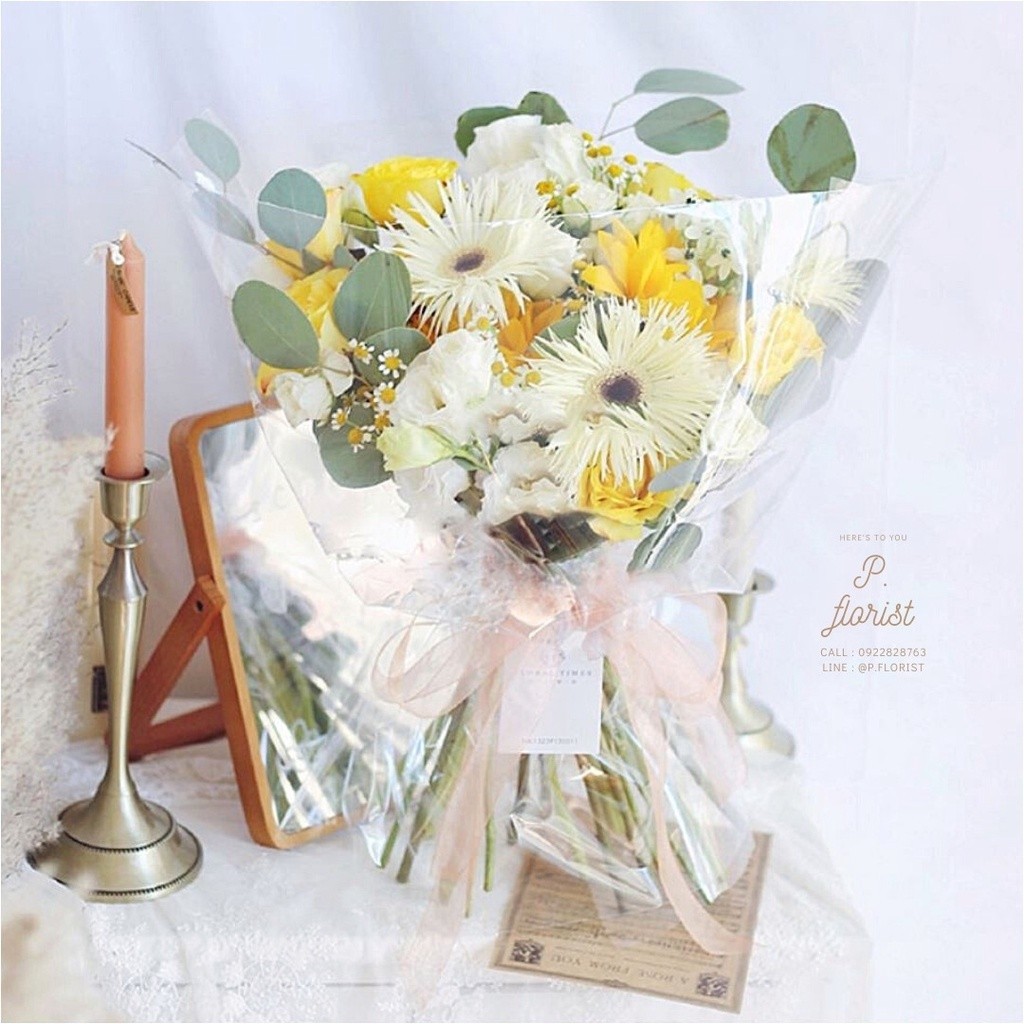 แผ่นใสพลาสติกห่อดอกไม้ พลาสติกห่อดอกไม้ OPP แผ่นพลาสติก แผ่นห่อดอกไม้ กระดาษห่อช่อดอกไม้ DIY - รูปที่ 5