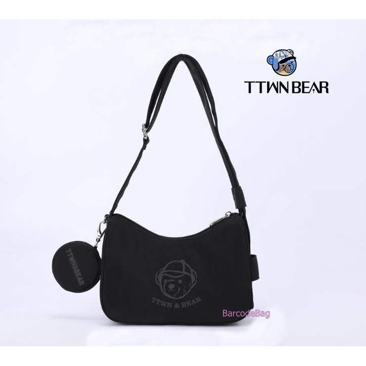 TTWN BEAR กระเป๋าสะพายข้างทรงพอช ผ้าไนลอน น้ำหนักเบา แถมใบลูก TN-3740