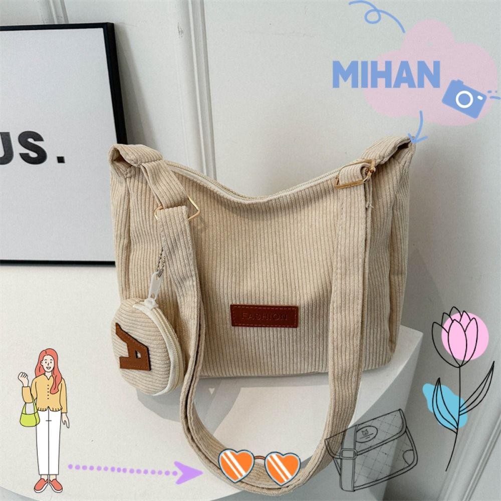 Mh กระเป๋าสะพายข้าง,กระเป๋าสะพายไหล่ความจุขนาดใหญ่เกี๊ยว,กระเป๋าถือผ้าลูกฟูกที่ทนทานผู้หญิง