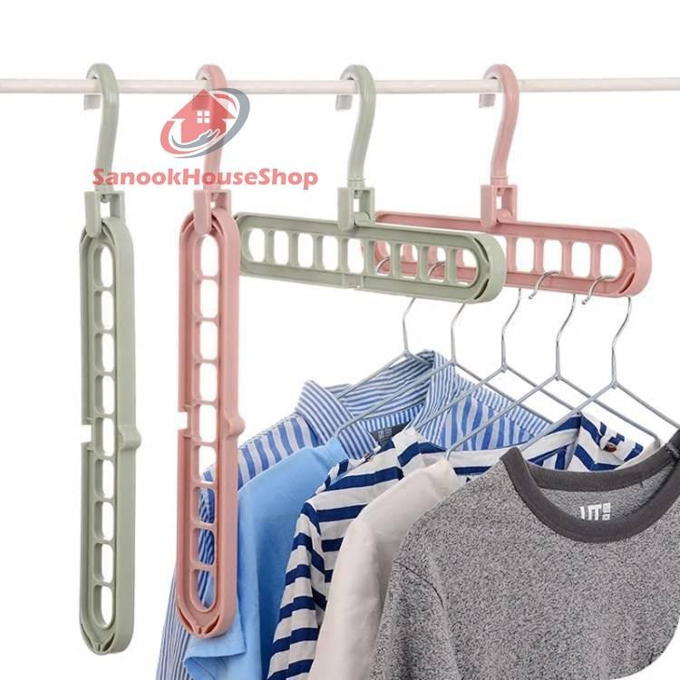 ไม้แขวนเสื้อ9ช่อง หมุนได้360 องศา ไม้แขวนเสื้อ ตัววัสดุเป็พลาสติก ABS แข็งแรง รั