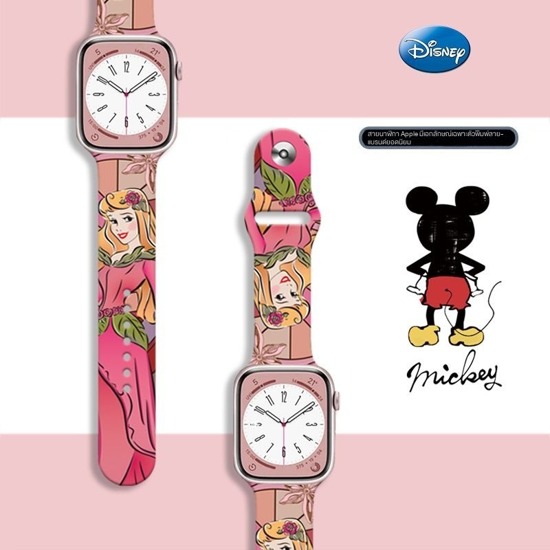 สายนาฬิกาพิมพ์ลาย Disney Mickey Mouse เหมาะสำหรับ Apple Huaqiangbei S8นาฬิกา iWatch แบบครบวงจร