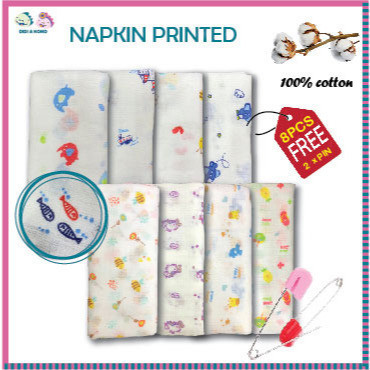 ชุด kain lampin 8 in 1 Fiffy และ pureen kain lampin bayi Napkin baby Cotton 76cm*76cm (Dapat 8 การออ