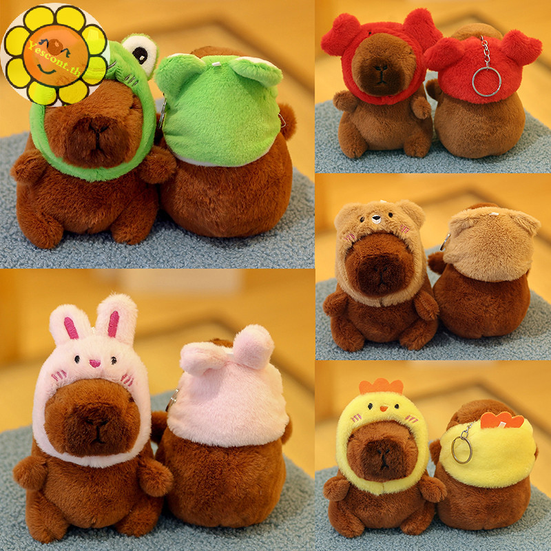 Yescont Capybara ตุ๊กตาตุ๊กตาพวงกุญแจจี้ตุ๊กตาตุ๊กตากระเป๋าเป้สะพายหลังจี้กระเป๋ารถ Key Ring Decor ของขวัญเด็กพวงกุญแจ TH