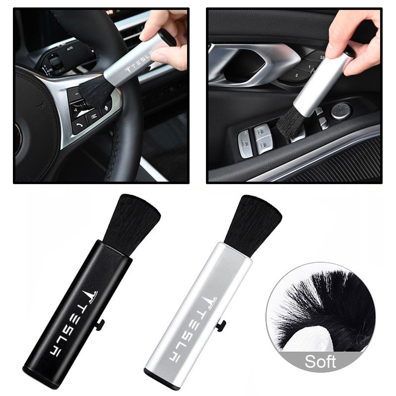 1 ชิ้นรถ Air Outlet ทําความสะอาดแปรงนุ่มอุปกรณ์ตกแต่งภายอัตโนมัติสําหรับ TESLA รุ่น 3 รุ่น X รุ่น S 
