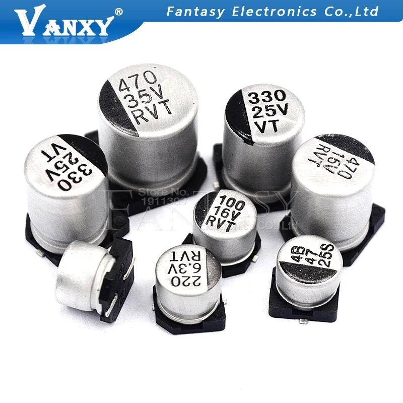 10pcs SMD 10V 16V 25V 35V 47UF 50V 100UF 220UF 470UF 1000UF 10UF 22UF 330UF 2200UF 150UF อลูมิเนียม electrolytic capacitor - รูปที่ 2