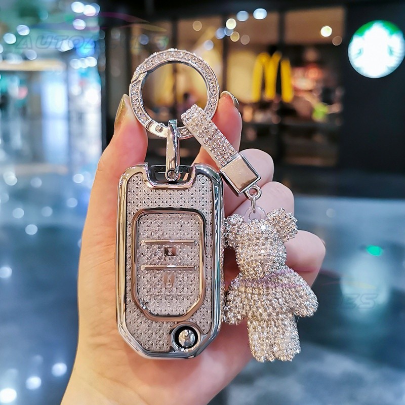 Twinkling TPU กรณีสําหรับ Honda Civic Accord Vezel Xrv Breeze Crv Crider หยกแจ๊สรถ Remote Key กล่องป้องกัน Key ผู้ถือพวงกุญแจอุปกรณ์เสริม ราคา ถูกที่สุด ดีลบีเคเค