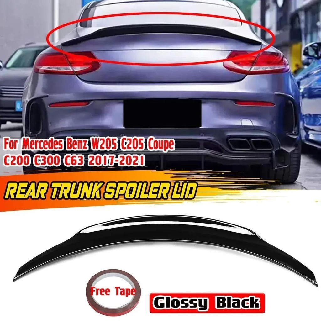 W205 รถด้านหลัง Boot Wing PSM สไตล์สําหรับ Mercedes สําหรับ Benz W205 C205 Coupe C200 C300 C63 2017-2021 ด้านหลังสปอยเลอร์ปีกชุด
