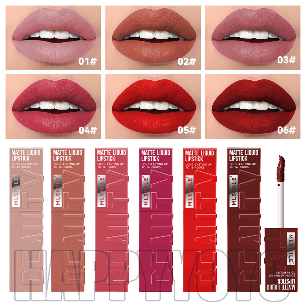 Matte Sexy Silk Smooth Lip Tint Moisturizing Natural Smudging Lip Glaze Non Stick Cup ลิปสติกเครื่องสําอาง