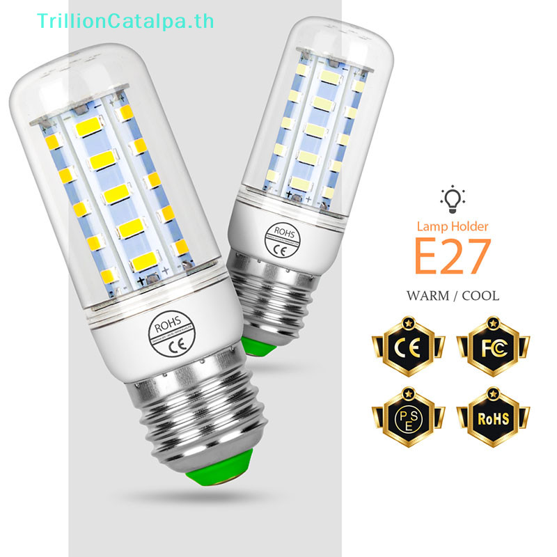 Trillioncatalpa E27/E14 ไฟข้าวโพด LED 220V สมาร์ท IC โคมไฟเย็นสีขาวข้าวโพดหลอดไฟ TH