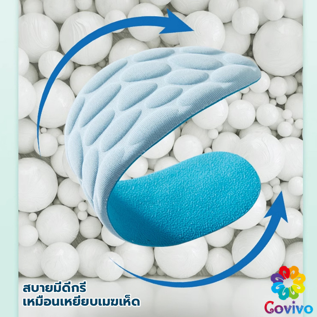 Covivo แผ่นพื้นรองเท้านวด พื้นนิ่ม ยืดหยุ่นสูง ดูดซับแรงกระแทก ระบายอากาศได้ดี  ไซซ์ 35-46 Sports insoles