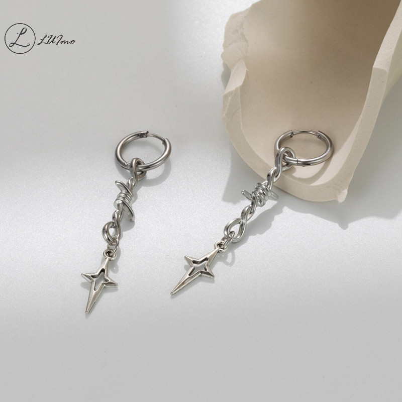 Luimo Gothic Punk Thorns ต่างหูผู้หญิง Hip Hop Simple Barbed Star Hollow ต่างหู Y2k เครื่องประดับของขวัญใหม่