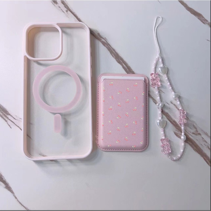 3pcs รูปแบบเชอร์รี่สีชมพูปลอกเหมาะสําหรับ Iphone 11promax 11 12promax X XR XSMAX 12 13 14 15 Pro Max ผู้หญิงปลอกปกหลัง 14promax 15plus
