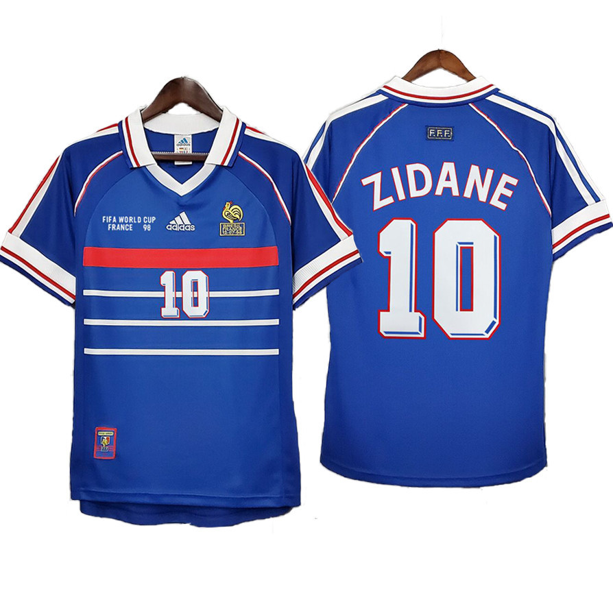 Retro 98 เสื้อฟุตบอลฝรั่งเศส ZIDANE 1998 เสื้อฝรั่งเศส