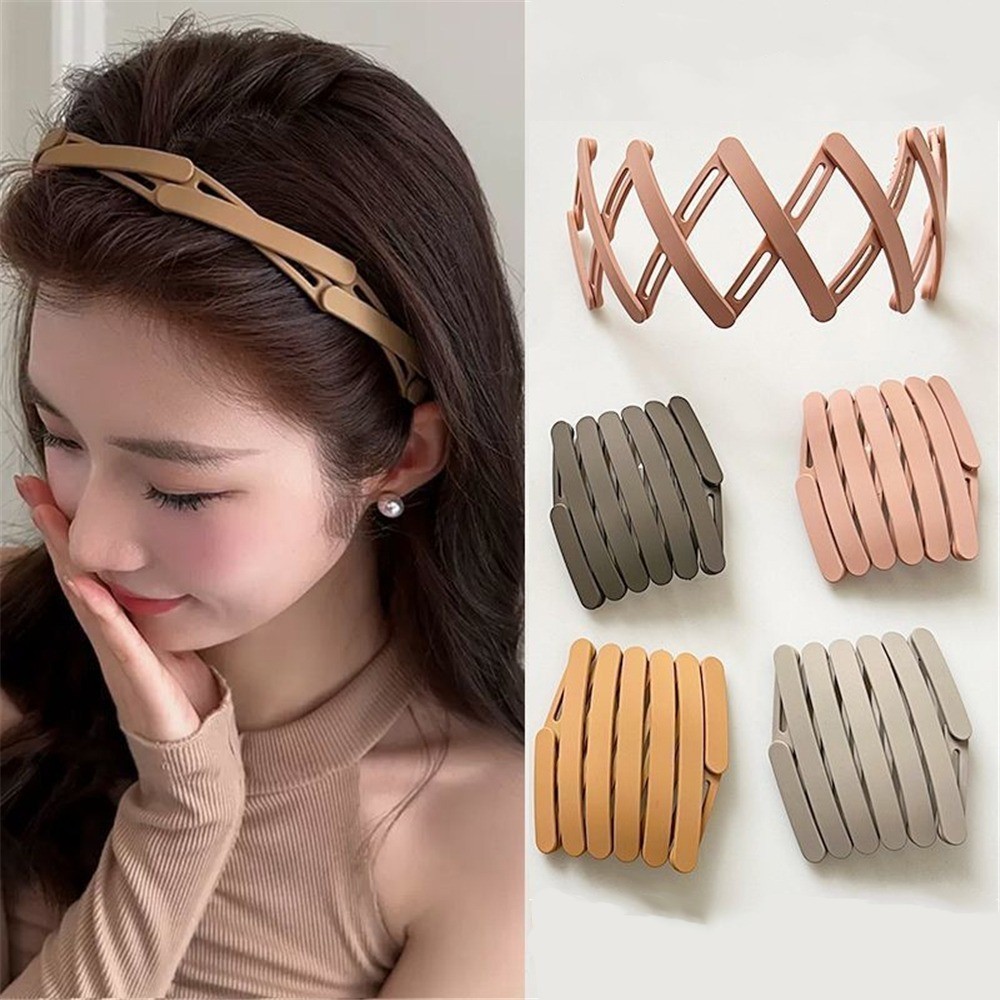 ที ่ คาดผมแบบขยายได ้ แบบพับได ้ สําหรับผู ้ หญิงล ้ างหน ้ าด ้ วยฟันสําหรับกดผ