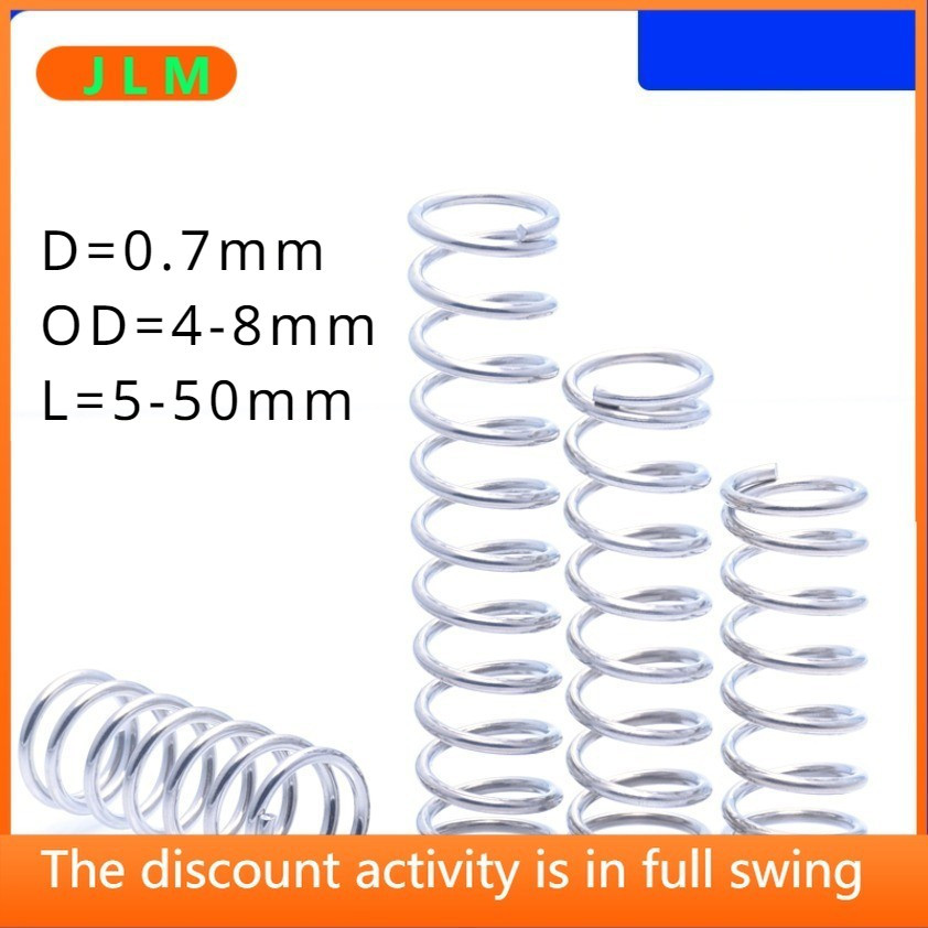 (JLMQ1🌹SUS304 สแตนเลสd0.7มม.สปริงบีบอัด OD4/5/6/7/8มม.ความยาว 5มม.-50มม .