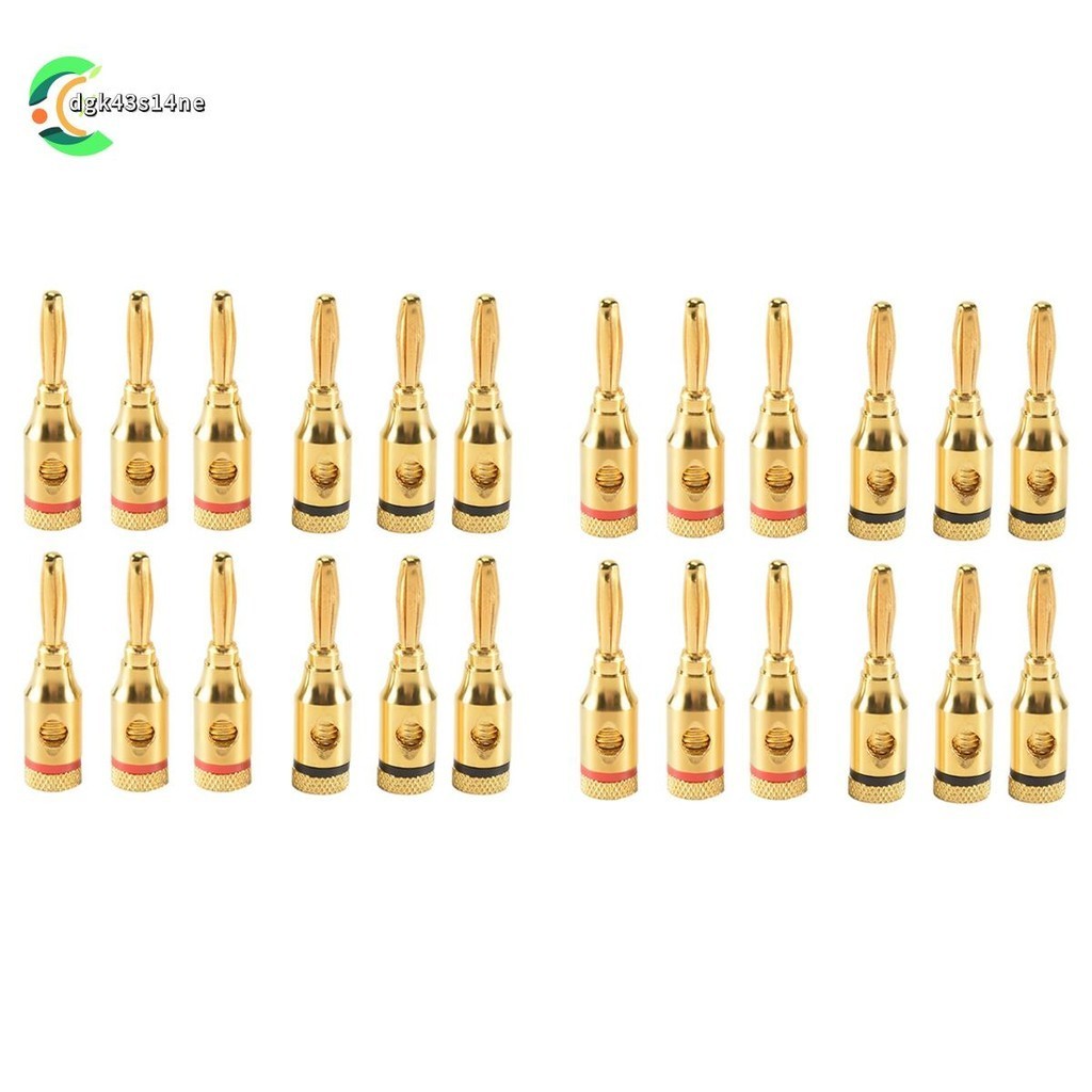 『dgk43s14ne 』Banana Plugs Open Screw 24K Gold Plated Plugs Audio Jack Connector สําหรับลําโพงสายสเตอริโอ , 24-Pack ( 12 Red,12 Black )