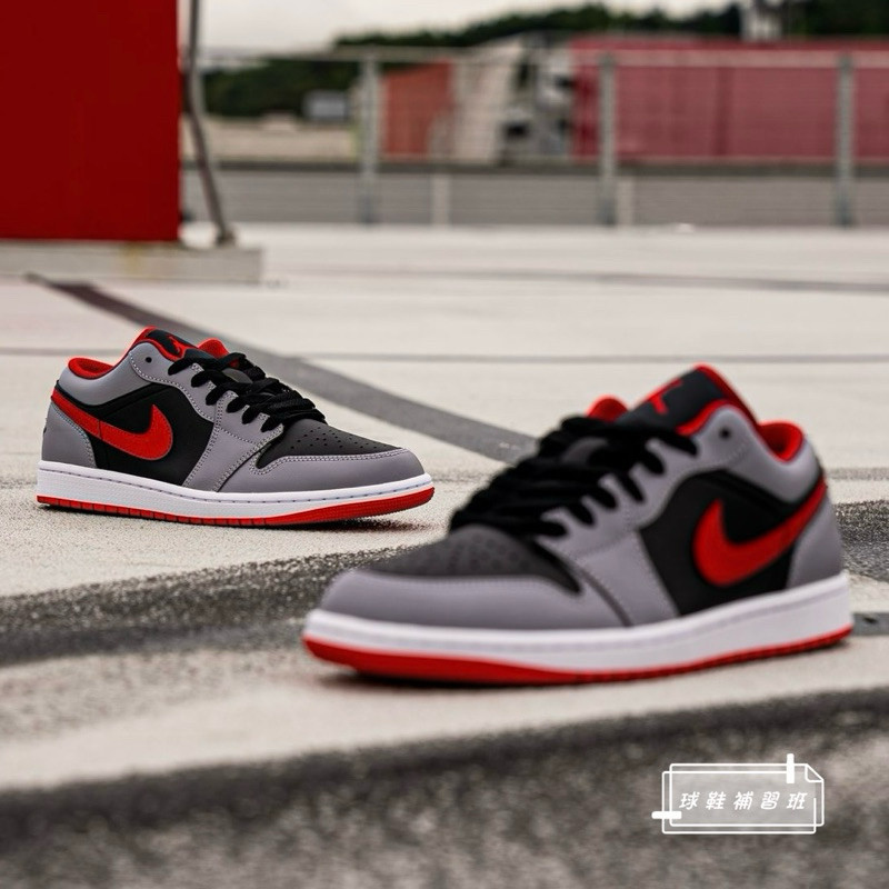 NK AIR a/j 1 LOW GREY RED สีเทา สีดํา RED A/J 1 Retro LOW Tube 553558-060