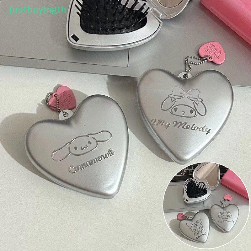 [JBTH ] Mini Hello Kitty หวีนวดพับหัวนวด Anti-Static Sanrio แปรงผมแบบพกพาจัดแต ่ งทรงผมหวีผมพร ้ อมกระจกแต ่ งหน ้ า [JB ]