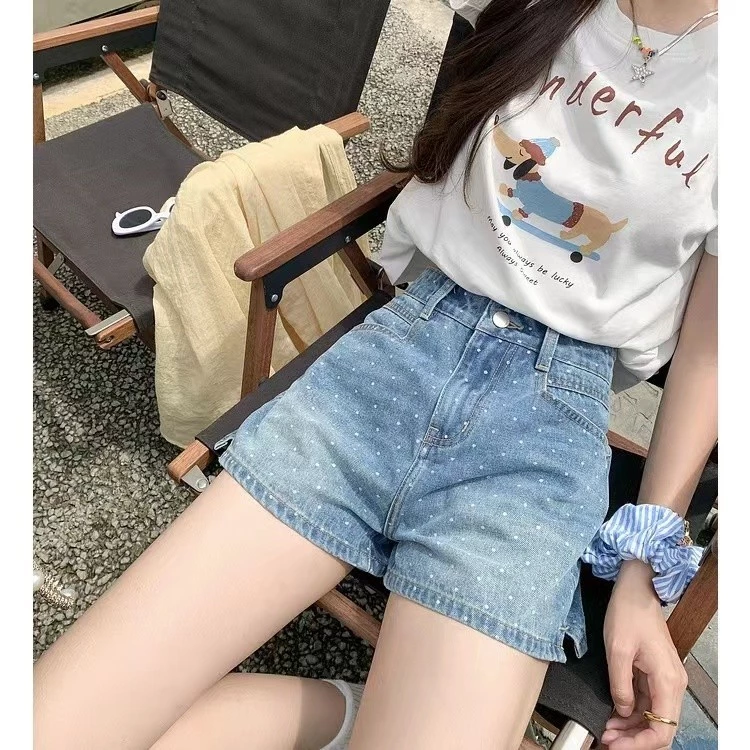 เสื้อยืดแขนสั้นคอกลมผู้หญิง ลายดอกไม้ ทรงหลวม