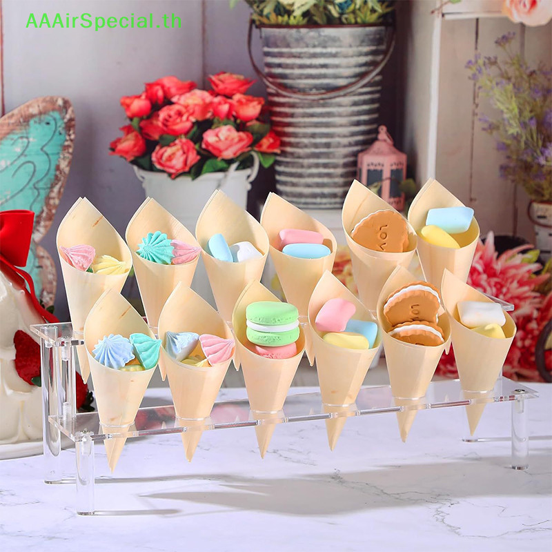 Aaairspecial 12 หลุมอะคริลิคไอศกรีมกรวย Candy Holder ขาตั้งปาร์ตี้ชั้นวาง 100 กรวยขาตั้งจอแสดงผลสําหรับงานแต่งงานรับประทานอาหาร TH