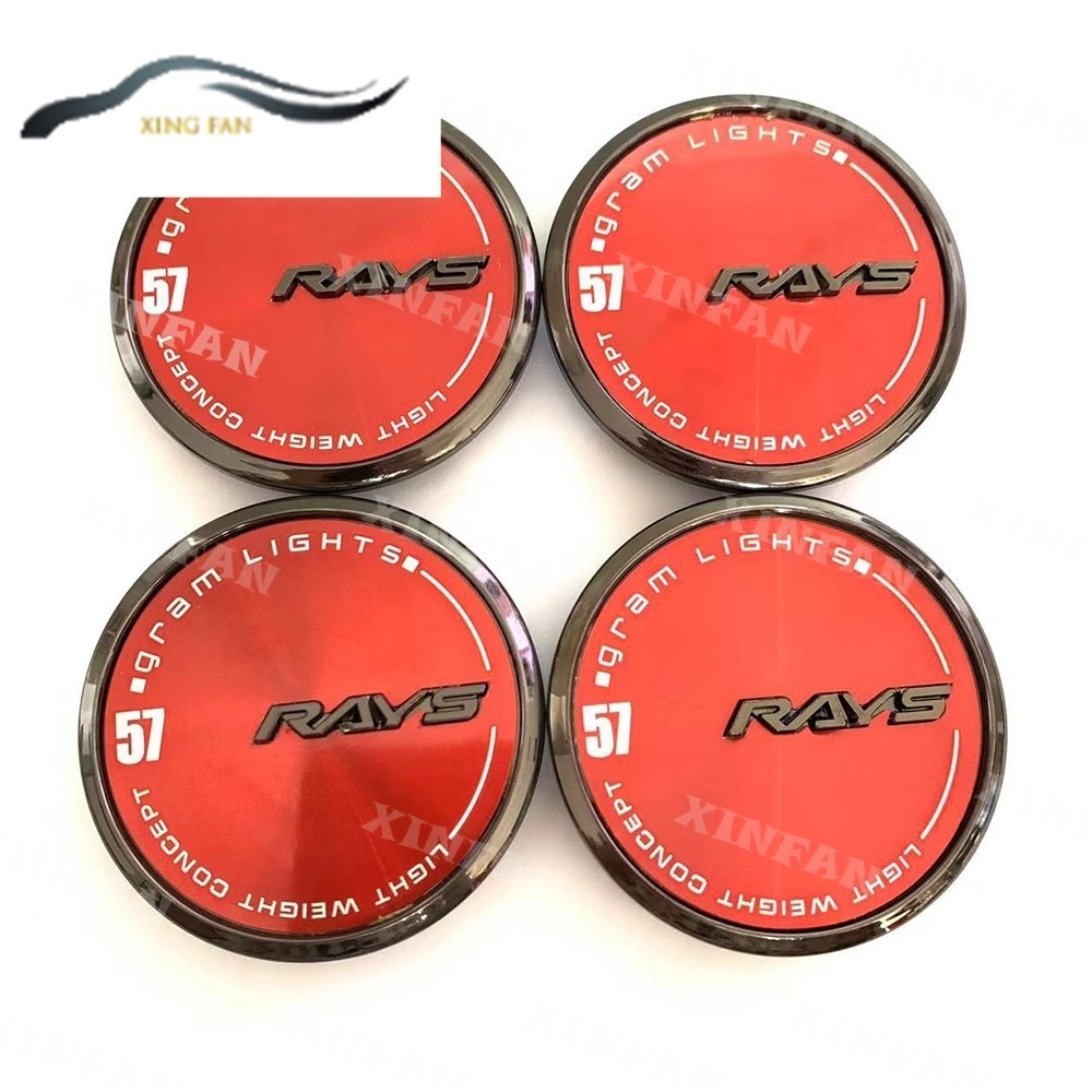 Xf 4PCS 66 มม.ล้อสีดําสําหรับ RAYS โลโก้ล้อขอบ Hub Caps ฝุ่น-Proof Cover Fit สําหรับ G025 G16 57G GT