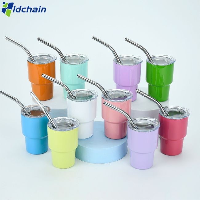 สต็อกพร้อม! แก้วช็อต Mini Tumbler 2 ออนซ์พร้อมหลอดและฝาปิด, สแตนเลสถ้วยสูญญากาศฉนวนผนังคู่, ช็อต