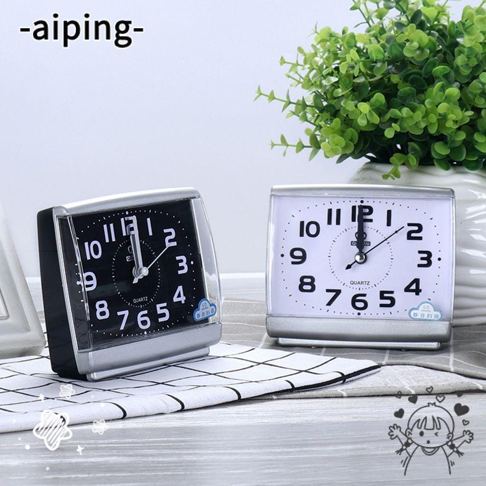 Aiping นาฬิกาปลุกโต๊ะข้างเตียงพลาสติกนาฬิกาตัวเลขที่เรียบง่าย