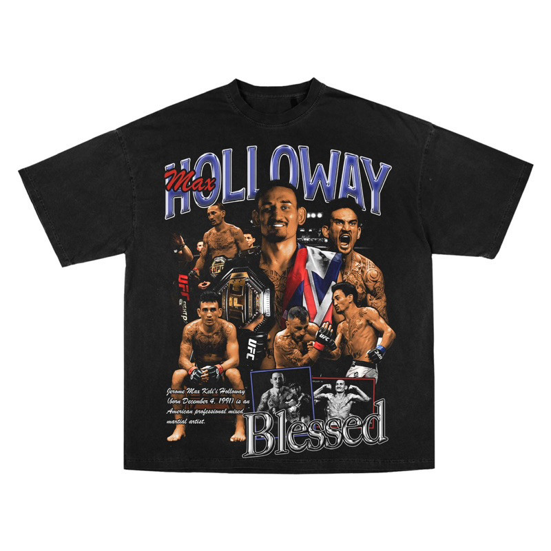 เสื้อยืด THSIRT OVERSIZE MAX HOLLOWEY BLASED UFC SERIES HITAM BOOTLEG S-5XL