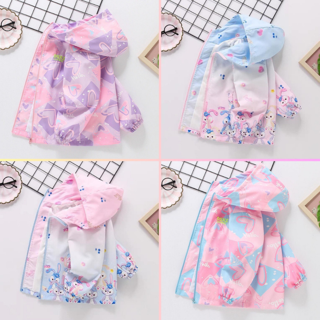 เสื้อแจ็คเก็ตแฟชั่นเด็ก รูปหัวใจ/เสื้อโค้ทลมกระต่ายสีม่วงสําหรับเด็กผู้หญิง-กระโดด หมี เป็นทางการ เก็บ