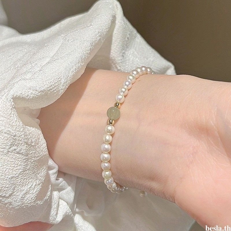 besla.thสร้อยข้อมือมุกละเอียดพิเศษหญิง Ins Niche Design สร้อยข้อมือระดับไฮเอนด์ของขวัญวันเกิดเพื่อนที่ดีที่สุด