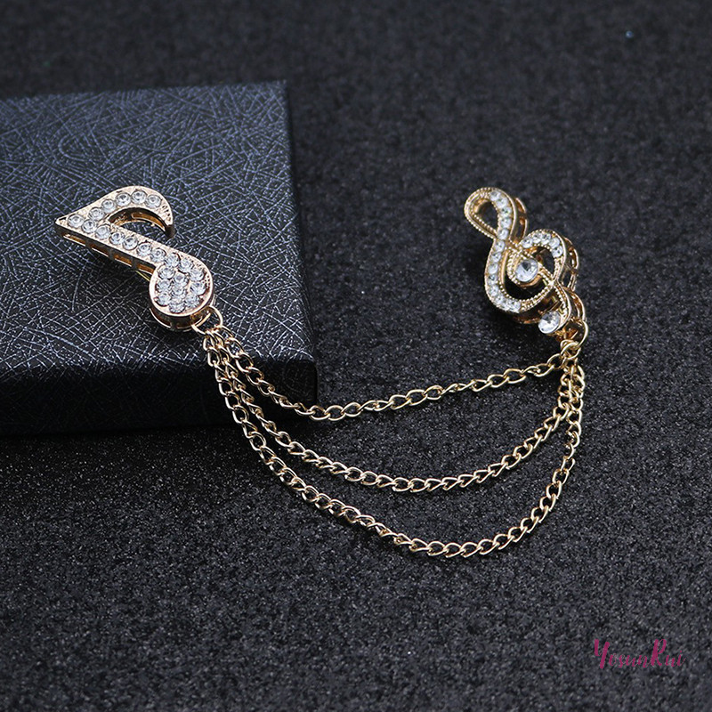 Yosunrui] Crystal sel Chain Music Notes เข็มกลัด Lapel Pin Unisex Badge เข็มกลัดเครื่องประดับใหม่
