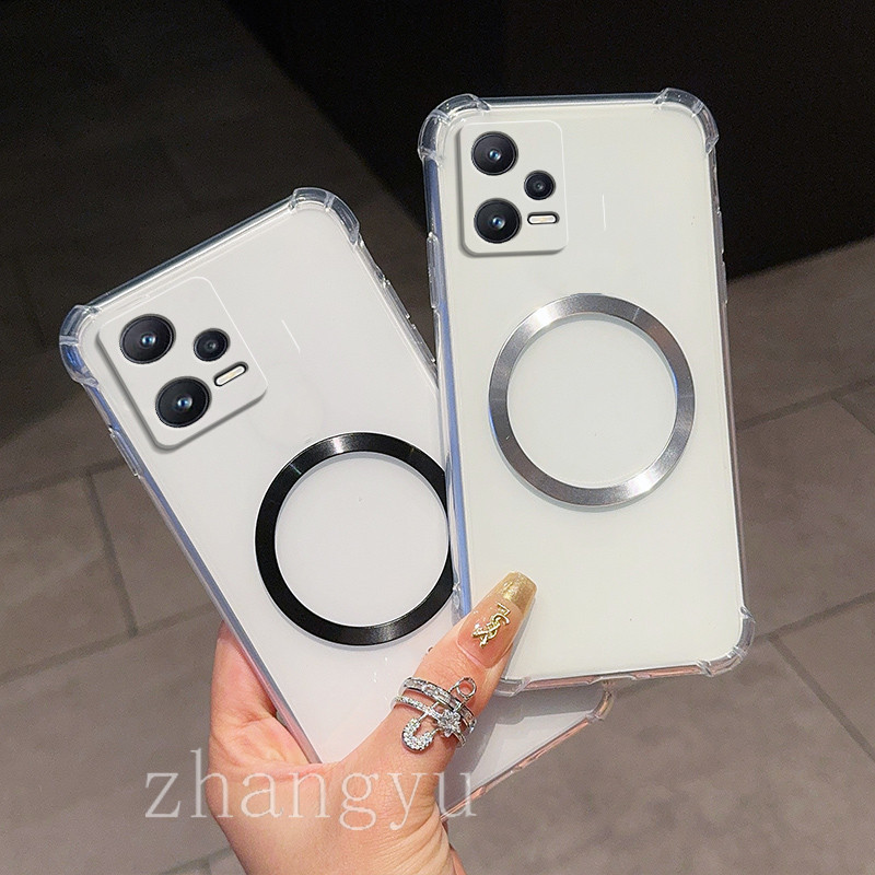 ปลอก Redmi note 12 4G 5G note 12 Pro 4G 5Gเคสโทรศัพท์แม่เหล็กโปร่งใสสี่มุมกันกระแทกใหม่นุ่มกรณี