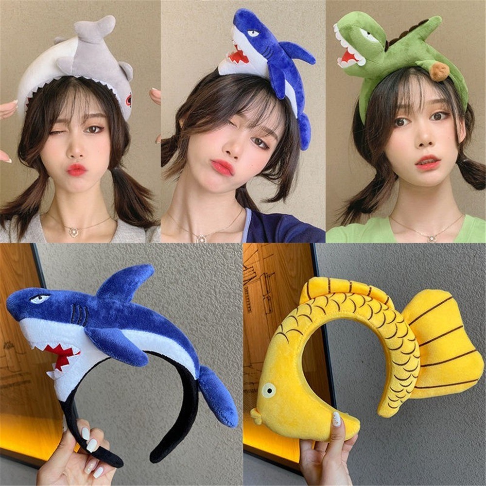 ส่วนบุคคลสร้างสรรค์น่ารักใหม่การ์ตูนฉลามไดโนเสาร์ฟองน้ําผมบีบอัดคาดศีรษะ