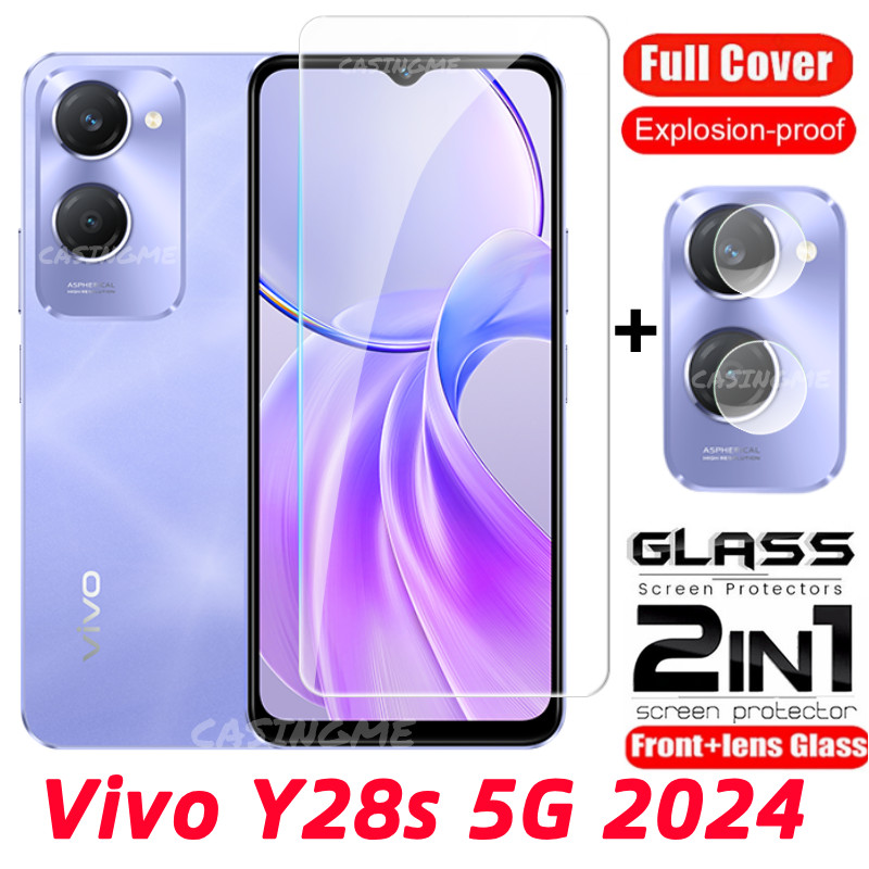 Vivo Y28s 5G 2024 ฟิล์ม 2 in 1 ป้องกันหน้าจอกระจกนิรภัยสําหรับ Vivo Y28s Y28 Y18 VivoY28S SY 28S 4G 