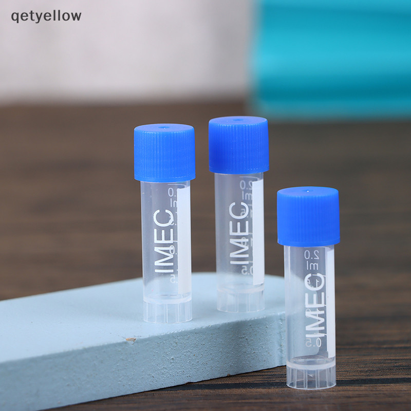 Qetyellow 50 ชิ้น 1.8 มิลลิลิตร (2 มิลลิลิตร) พลาสติกสําเร็จการศึกษา Cryovial พลาสติกหลอดทดลองหลอดแช่แข็งตัวอย่างหลอดเก็บเย็นพร้อมสกรูหมวก TH