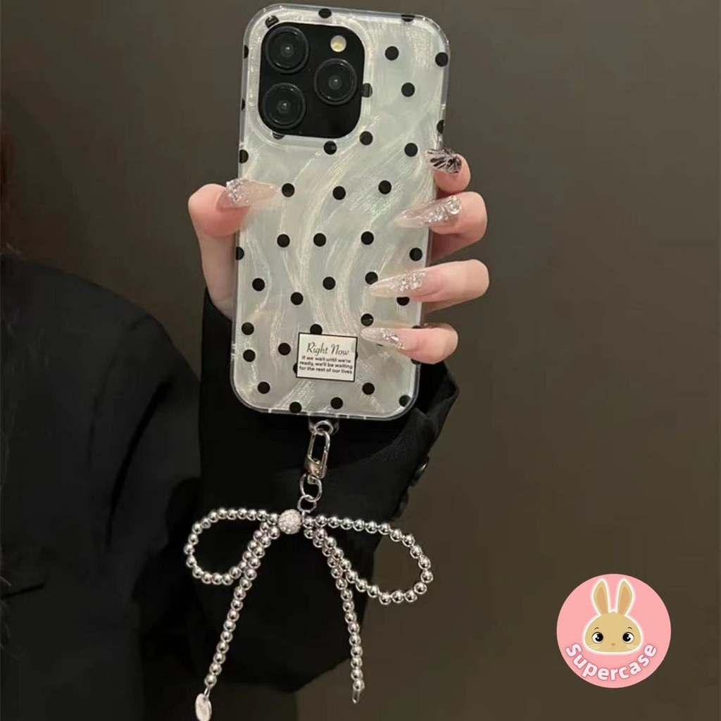 Feather สีดํา Polka Dot Bow สําหรับ Xiaomi 13T Pro 11i 11 Lite 5G NE Redmi 9T 8 K70E 5G 4G Glittle เคสโทรศัพท์พร้อมโบว์ตกแต่ง