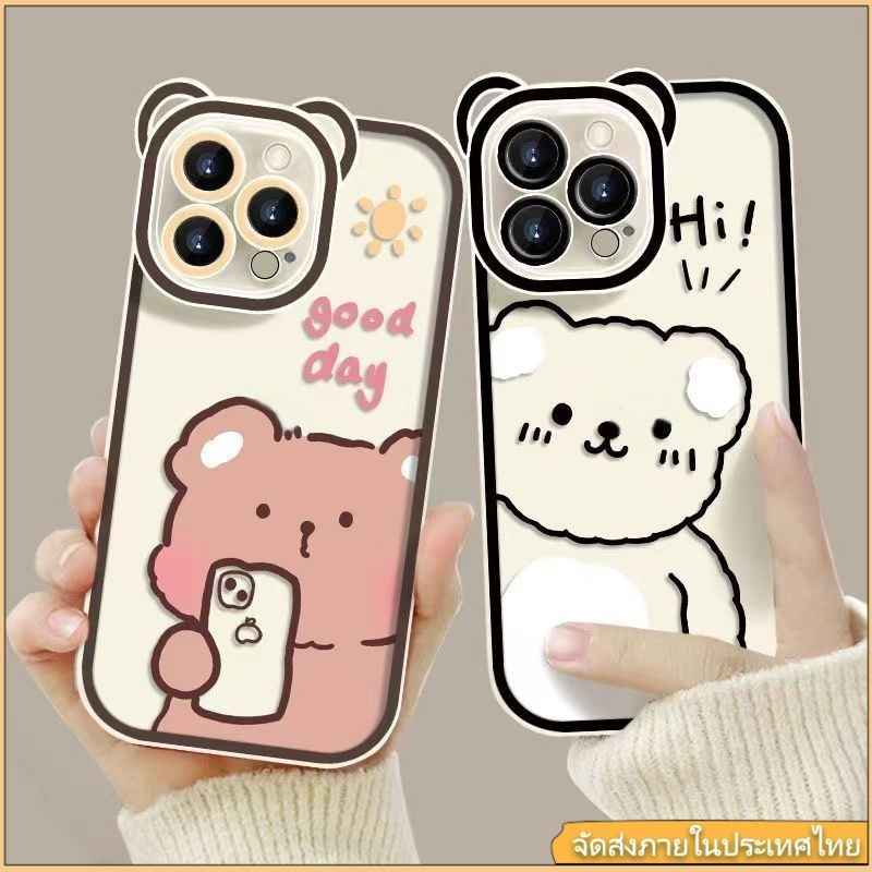 หูหมีน้อยกรณีโทรศัพท์น่ารัก ซิลิโคนนุ่ม การป้องกันกล้อง เคสนิ่ม สําหรับiPhone14 7 8 11 12 13 Pro Max X XR XS Max Plus