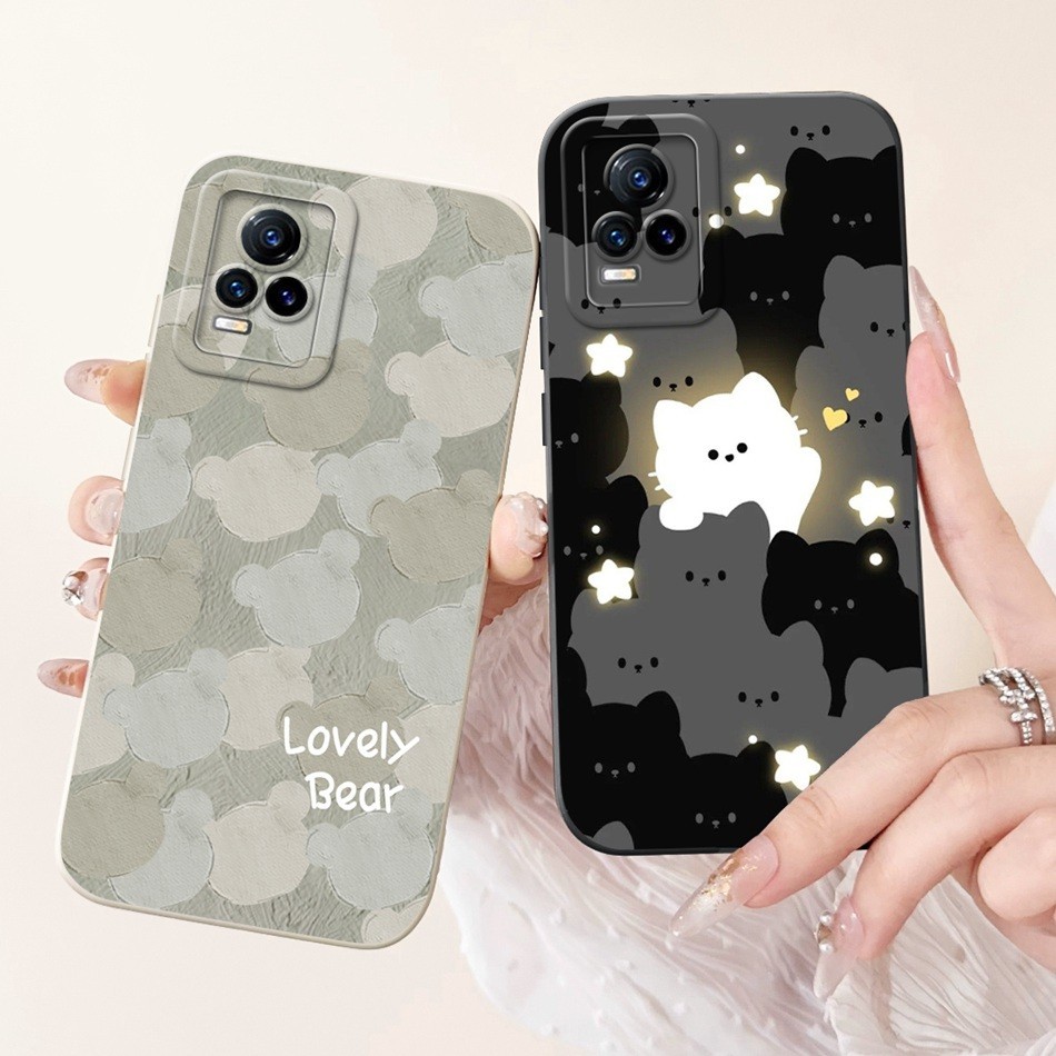 เคสป้องกันเลนส์ Vivo V21e (V2061) / V21 (V2066) / V21 5G (V2050) เคสโทรศัพท์ซิลิโคนอ่อนนุ่มทาสีแฟชั่น