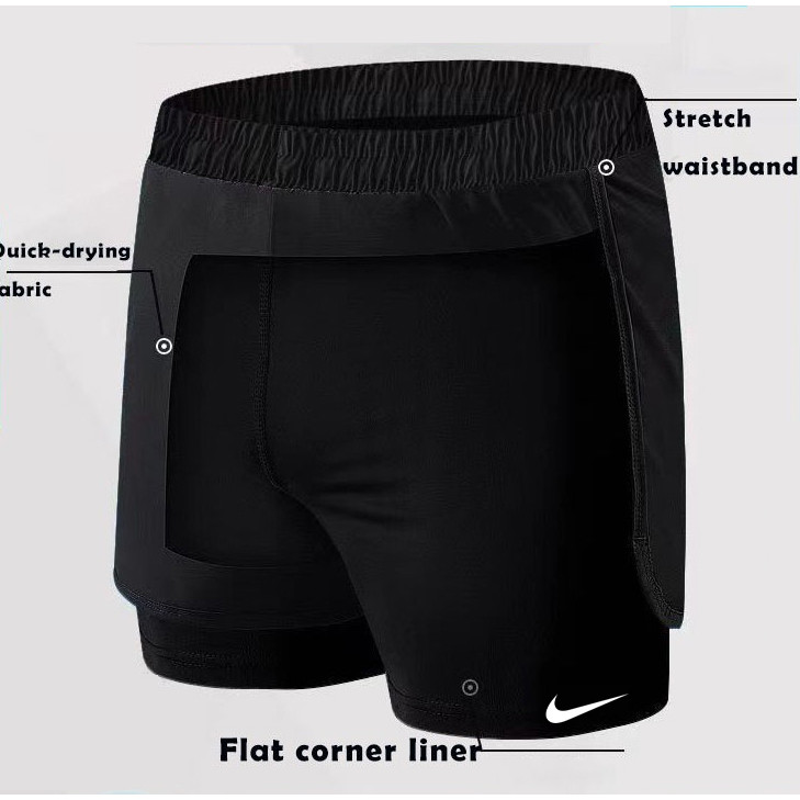 Swimming Shorts Double Layer Short Pants Men and Women Sports Shorts