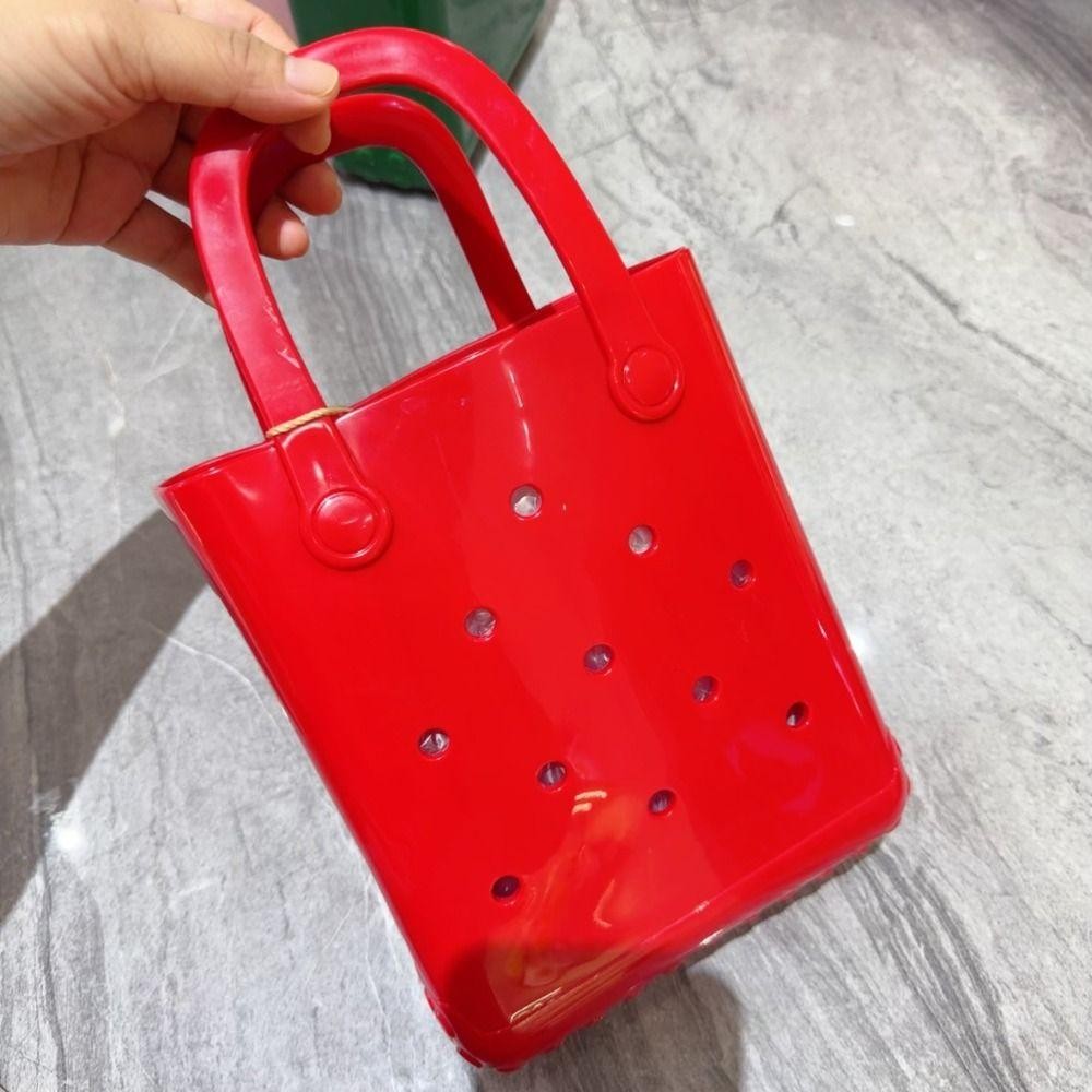 Spepember กระเป๋าชายหาดฤดูร้อน, DIY กระเป๋าถือ PVC สันทนาการพร้อมรู, Anti-slip กันน้ํา Sandproof Candy กระเป๋าถือสีผู้หญิง