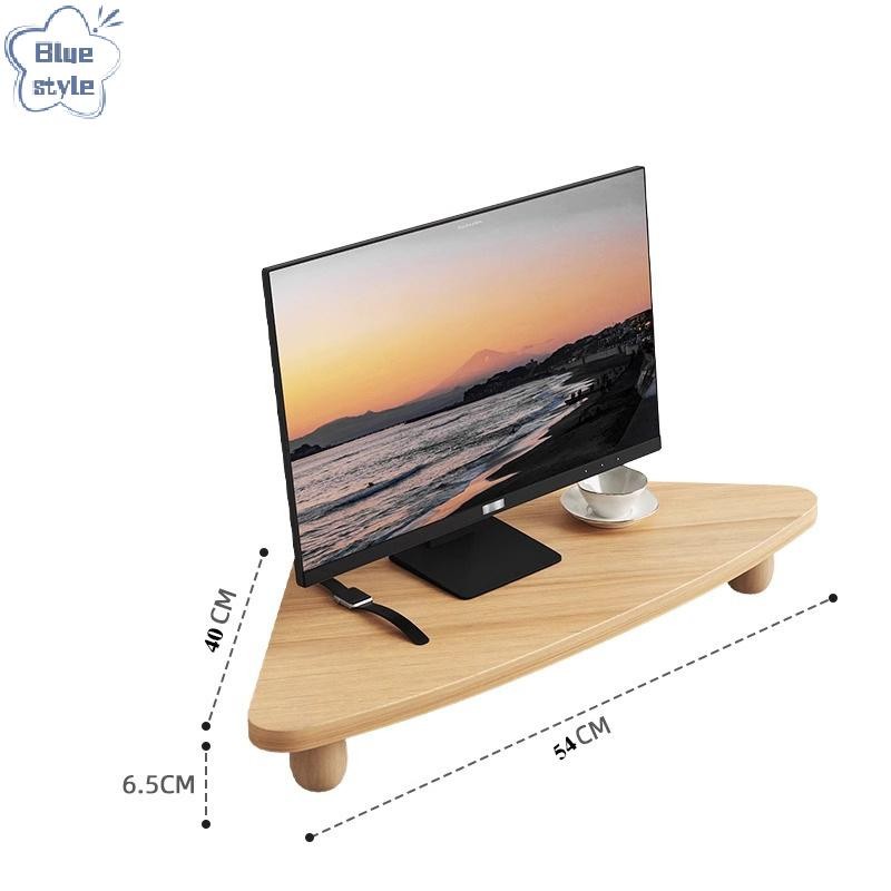 Bluestyle 90 องศาสามเหลี่ยมที่วางจอคอมพิวเตอร์หน้าจอพีซีชั้นวางไม้เดสก์ท็อปขาตั้งจอแสดงผลโต๊ะจัดเก็บวงเล็บใหม่ - รูปที่ 2