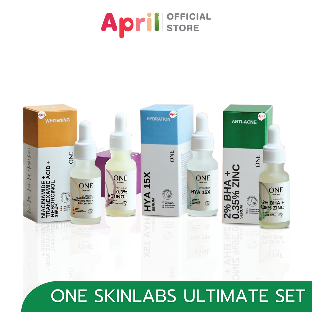ONE Skinlabs ครบเซ็ท ONE Ultimate Skin Set Hya 15x Serum + Anti-acne Serum + Retinol Serum + Whitening Serum ราคา ถูกที่สุด ดีลบีเคเค