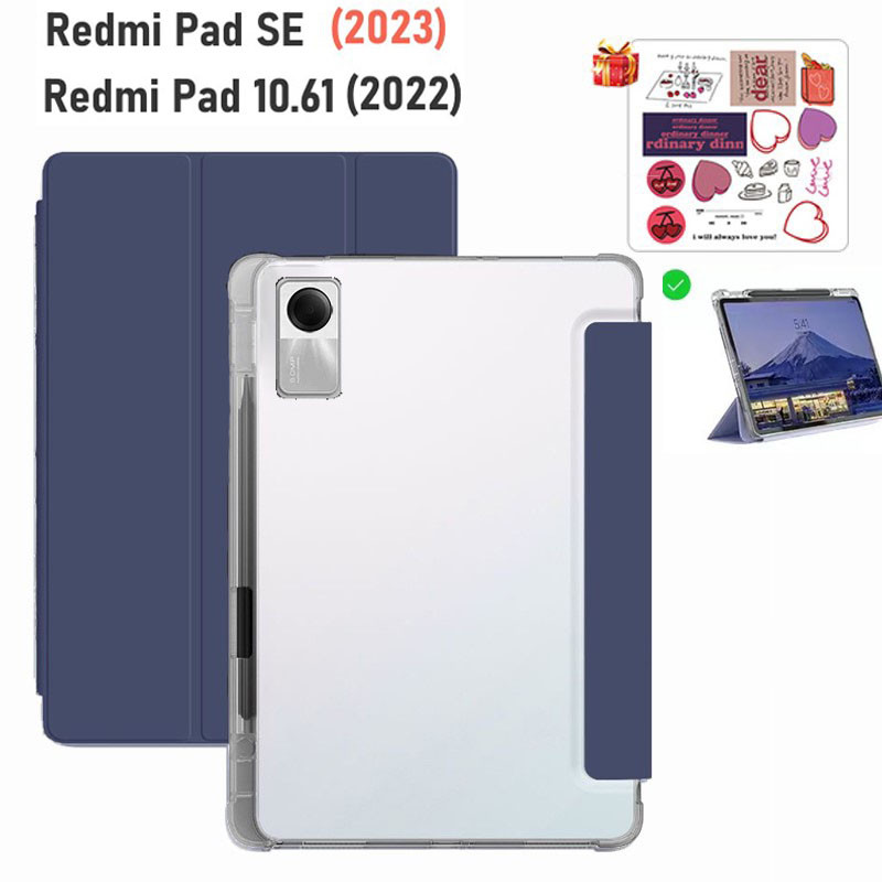 เคส RedMi Pad SE 11 นิ้วพร้อมช่องเสียบปากกาเคสแม่เหล็ก RedMi Pad SE ฝาครอบด้านหลังโปร่งใส Xiaomi Red