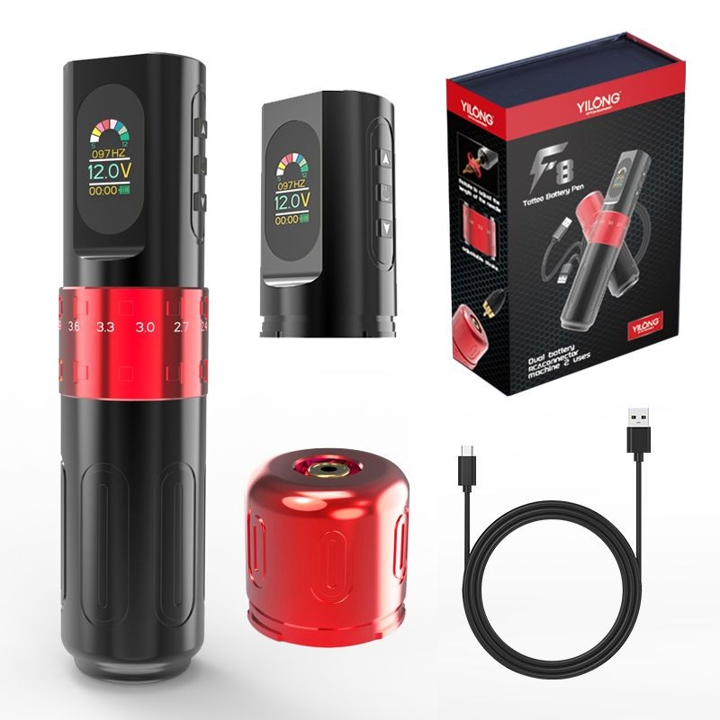 เครื่องสัก Yilong F8 ออลอินวัน ปากกาสักแบบมีสายและไร้สาย อุปกรณ์สักสำหรับการแรเงาและผสมผสานแบบไดเร็ก