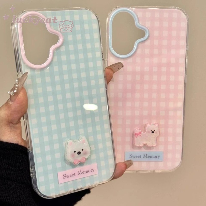 Iphone 16 15 14 13 12 11 Pro Max X Xr Xs Max 7 8 Plus SE2020 เคสโทรศัพท์ 3D DIY น่ารักสวมใส่สีชมพูโบว์สัตว์คู่ Clear Soft ฝาหลัง