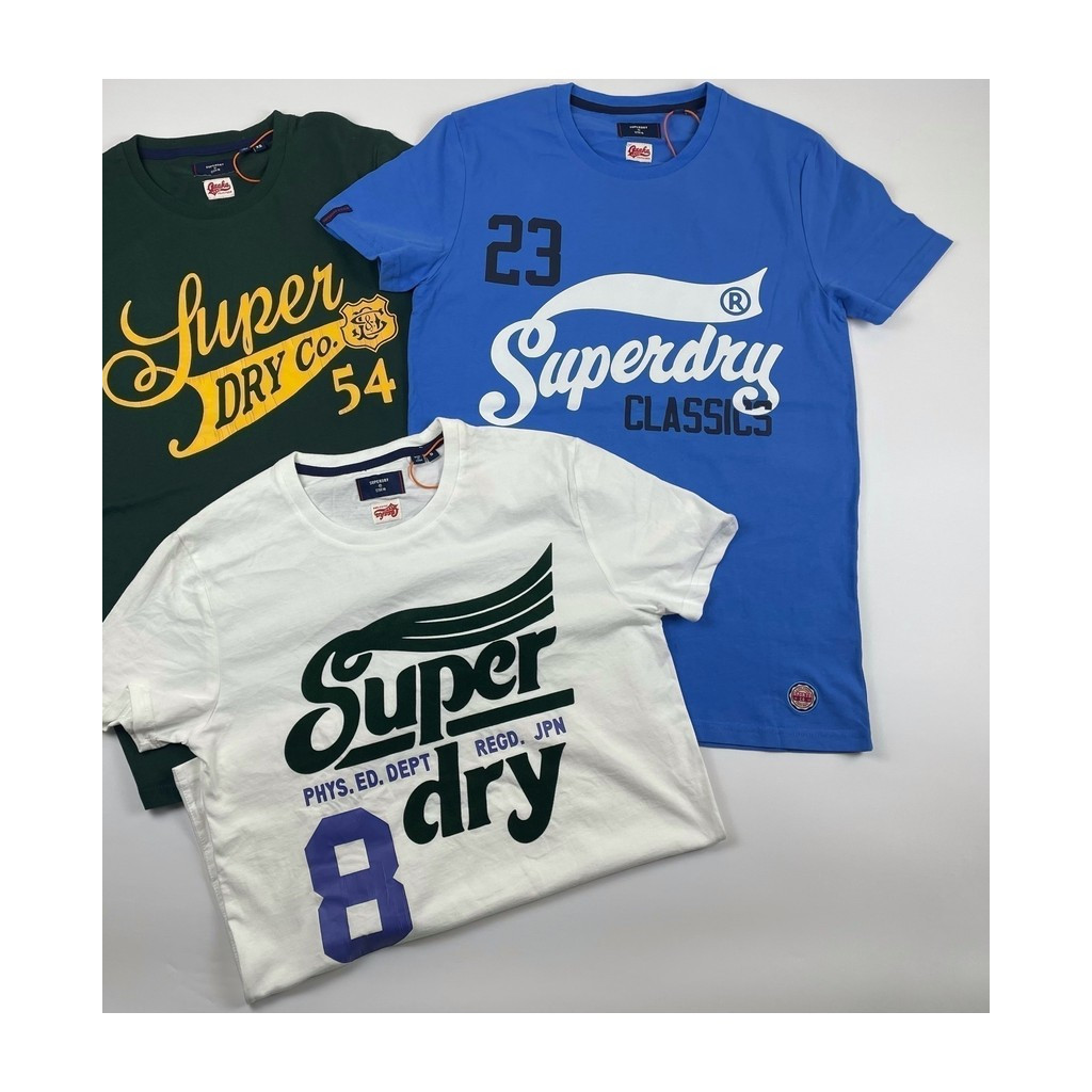 เสื้อยืดแขนสั้นพิมพ์ลายคลาสสิก Superdry Retro cotton 100%