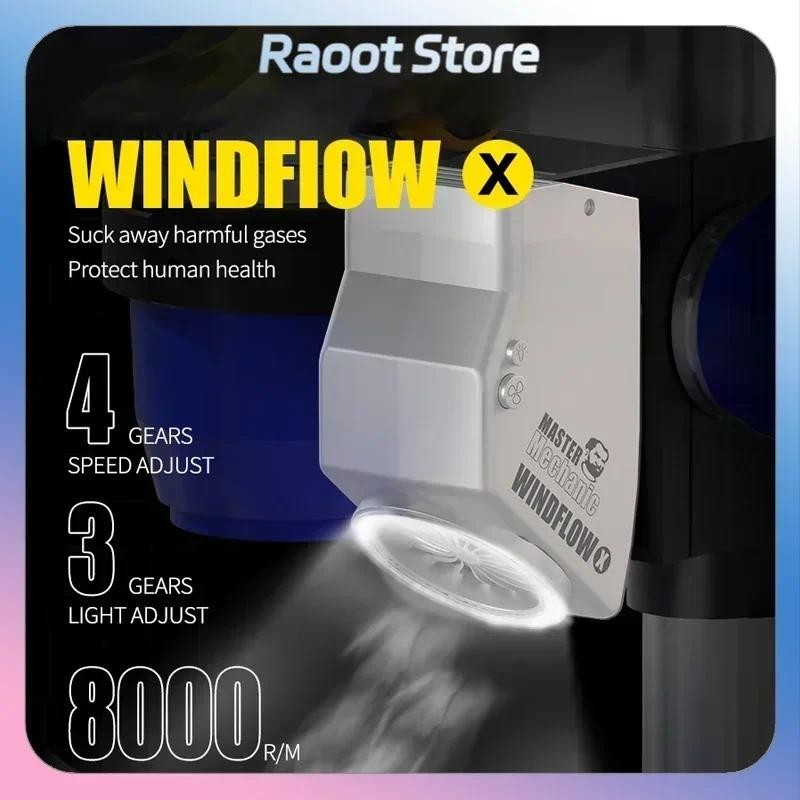 MECHANIC WindFlow X พัดลมดูดอากาศพร้อมไฟเครื่องมือไอเสียควันที่มีประสิทธิภาพเหมาะสําหรับกล้องจุลทรรศน์เชื่อมและซ่อมแซม พีซีบี สําหรับซ่อมโทรศัพ