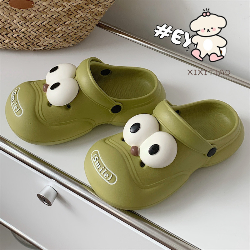 Xixitiao รองเท้าหัวโต น่าสนใจ รองเท้าแตะ ตาโต  รองเท้า  แบบสวม   ผู้ชาย  สตรีเ   น่ารัก  การ์ตูน  สาว   ลําลอง