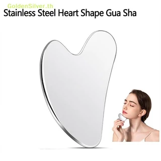 Goldensilver 1PC สแตนเลส Gua Sha Scraper นวดสําหรับใบหน้าคอ Guasha เครื่องมือนวด Facial Skin Care Guasha Board Face นวด TH
